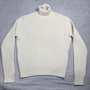 Suitsupply Turtleneck Sweater Mens Large Cream Wool Cashmere Ribbed SW920